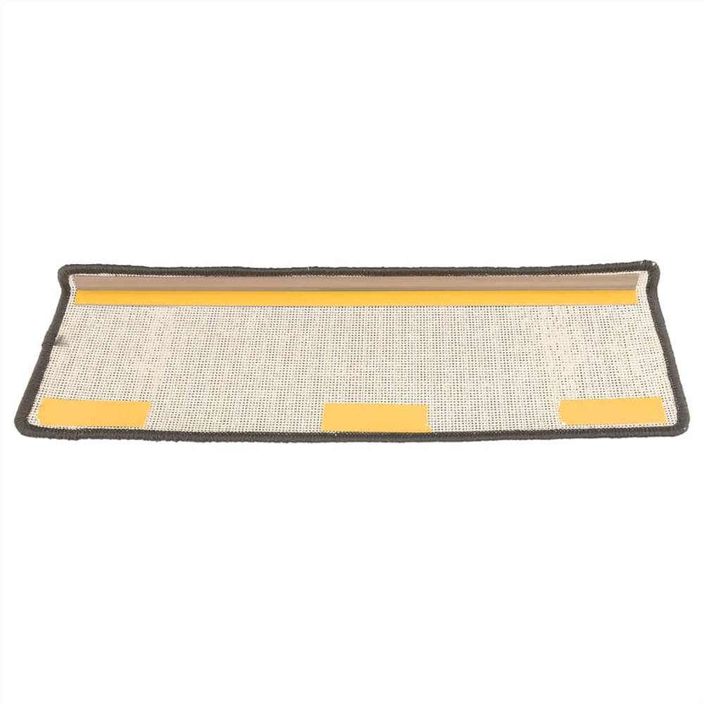 Self-adhesive Carpet Stair Treads 15 pcs Grey 65x25 cm