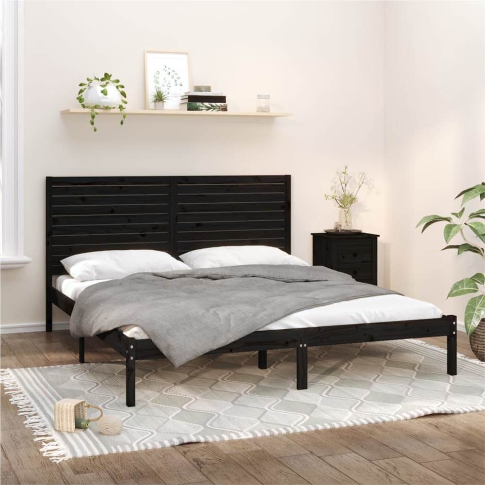 

Bed Frame Black Solid Wood 180x200 cm 6FT Super King