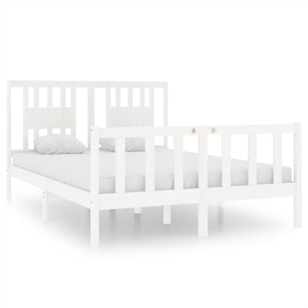 Bed Frame White Solid Wood 140x190 cm