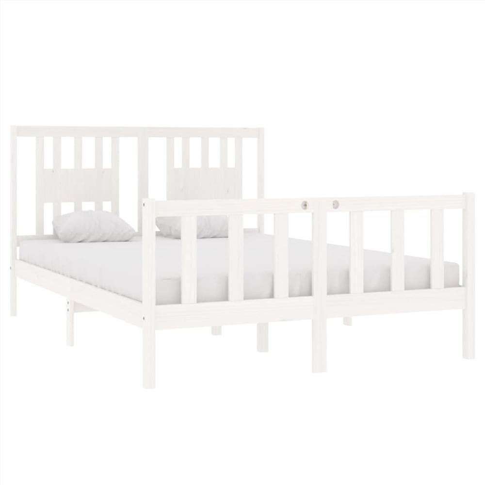 Bed Frame White Solid Wood 140x190 cm