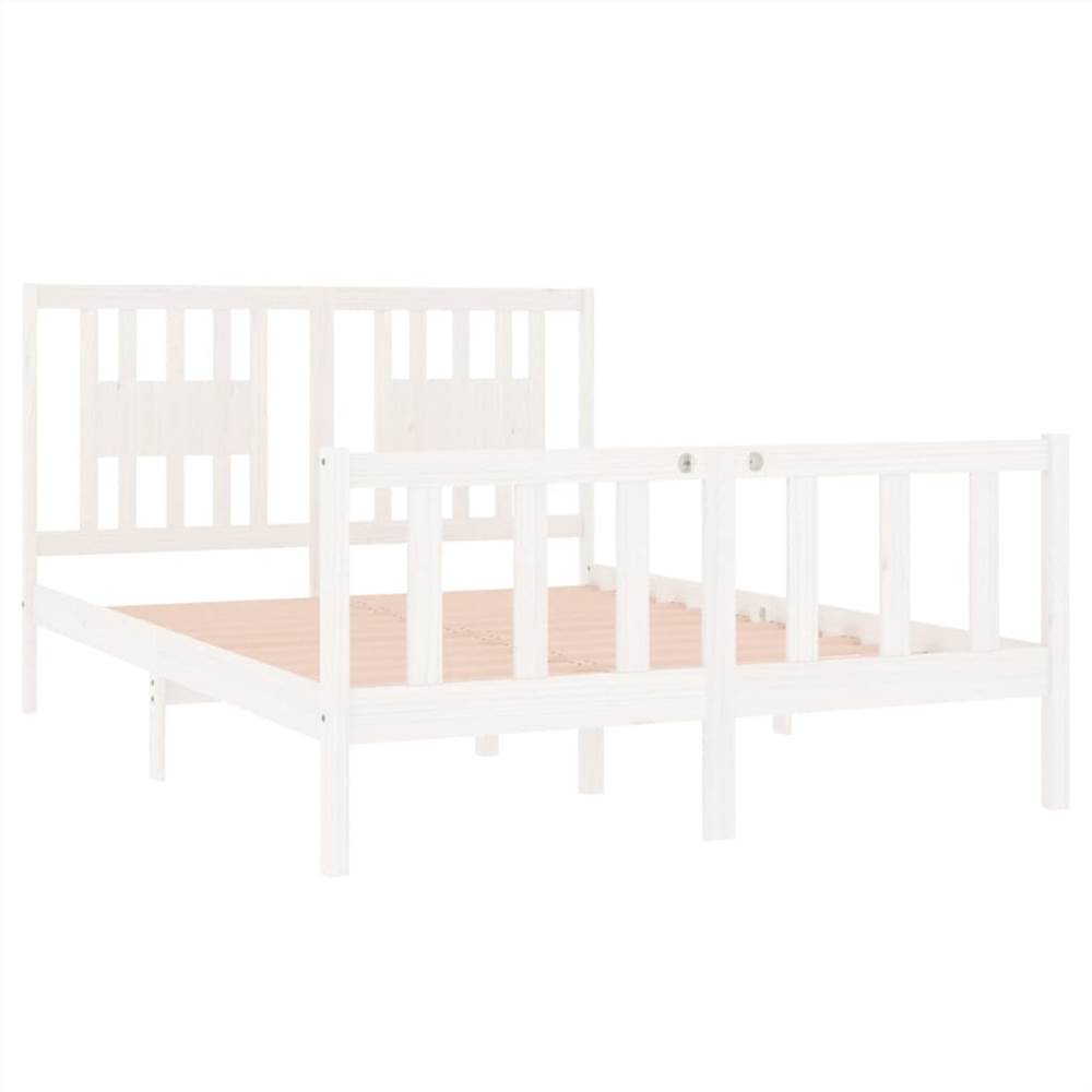 Bed Frame White Solid Wood 140x190 cm