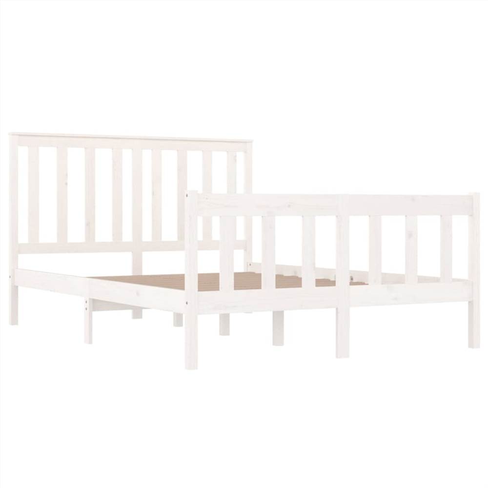 Bed Frame White Solid Wood Pine 140x190 cm