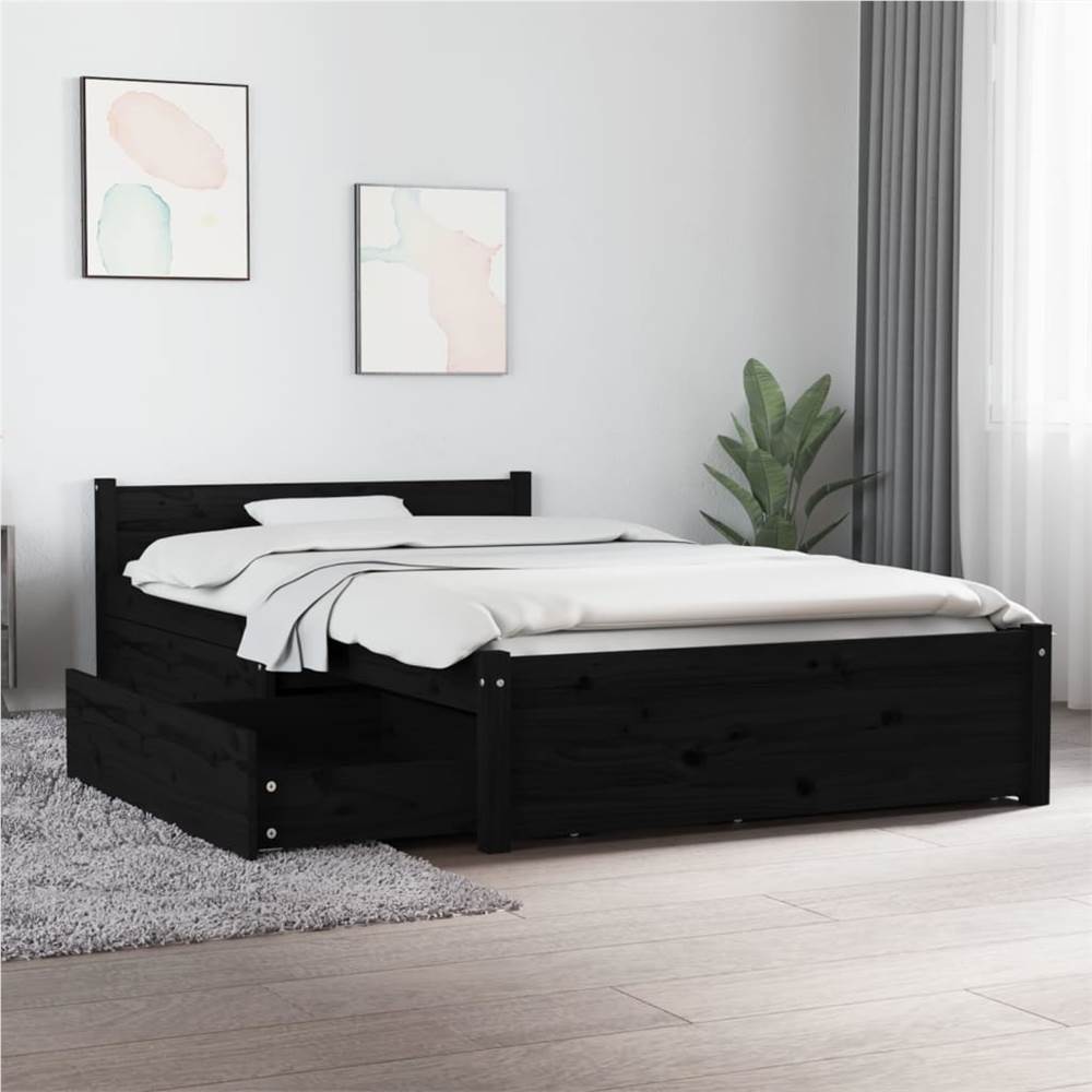 

Bed Frame with Drawers Black 90x200 cm