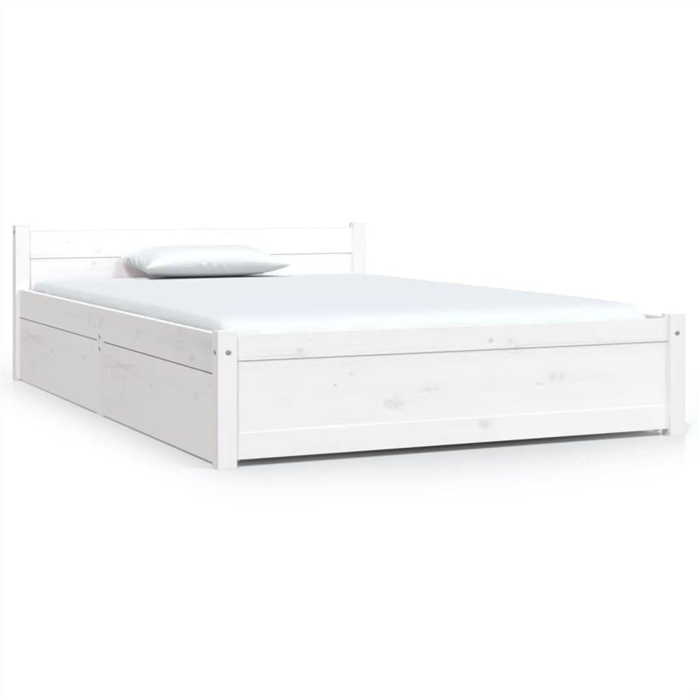 Bed Frame with Drawers White 120x190 cm 4FT Small Double