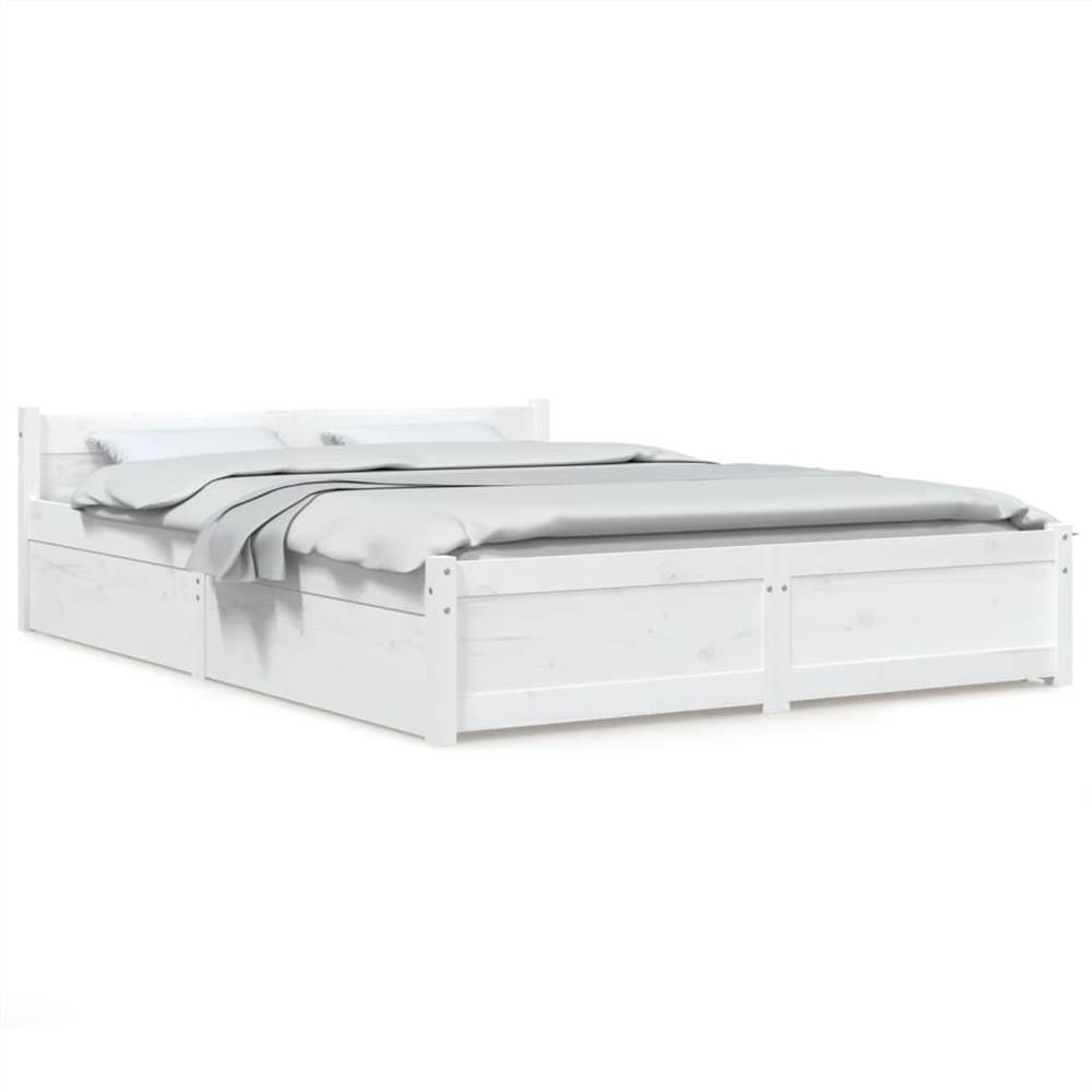 Bed Frame with Drawers White 160x200 cm