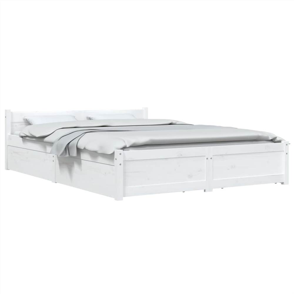 Bed Frame with Drawers White 160x200 cm