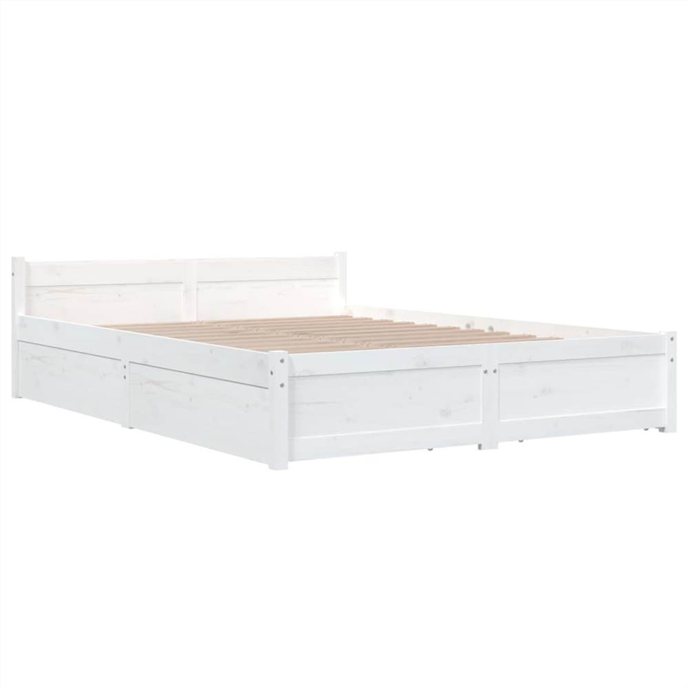 Bed Frame with Drawers White 160x200 cm