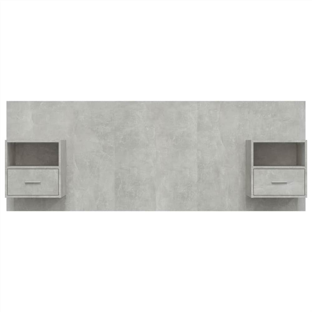 Bed Headboard with Cabinets Concrete Grey Engineered Wood