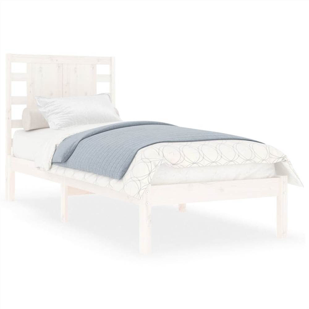 Bed Frame White Solid Wood 75x190 cm 2FT6 Small Single