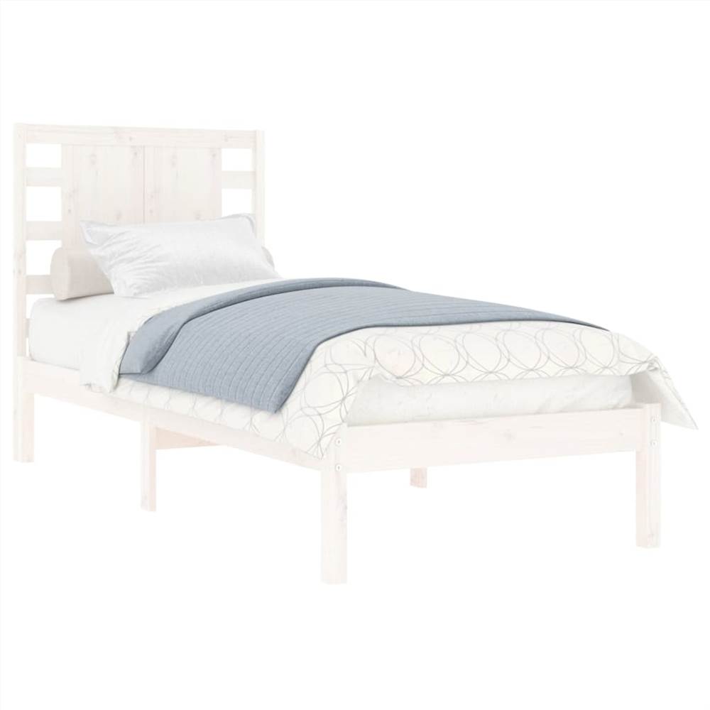 Bed Frame White Solid Wood 75x190 cm 2FT6 Small Single