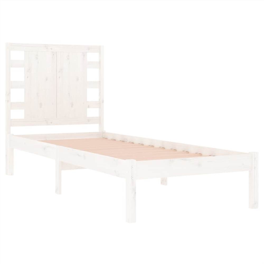 Bed Frame White Solid Wood 75x190 cm 2FT6 Small Single