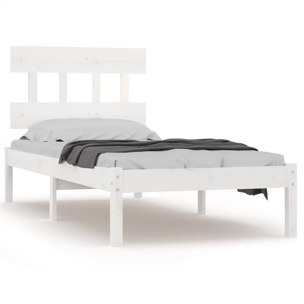 Bed Frame White Solid Wood 90x190 cm 3FT6 Single