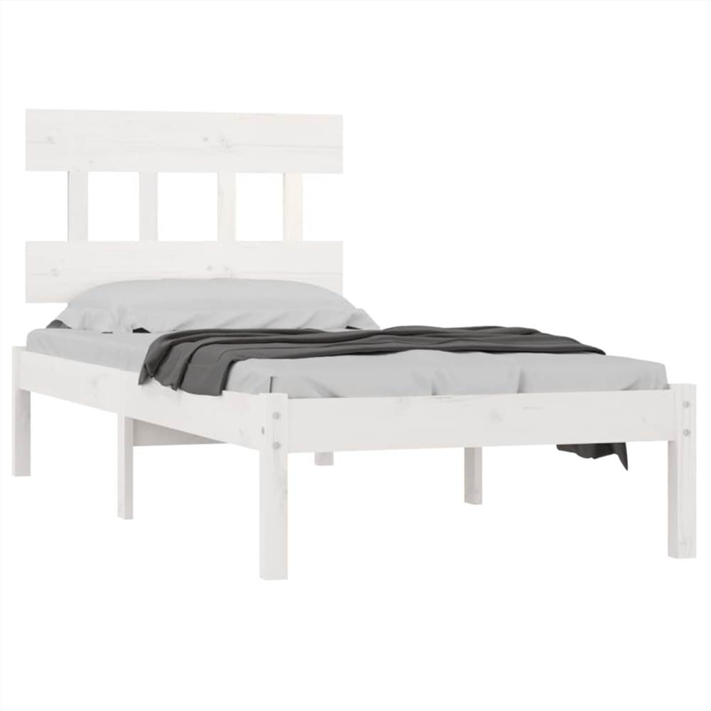 Bed Frame White Solid Wood 90x190 cm 3FT6 Single