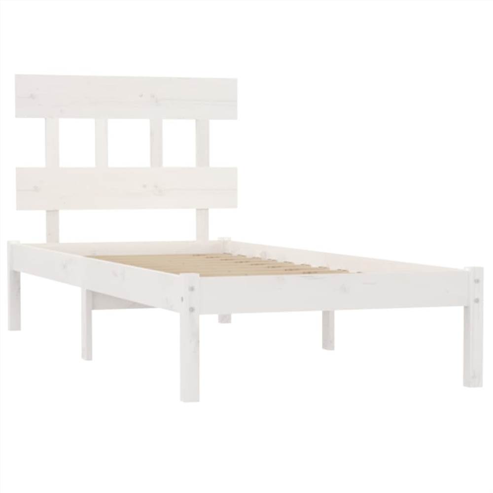 Bed Frame White Solid Wood 90x190 cm 3FT6 Single