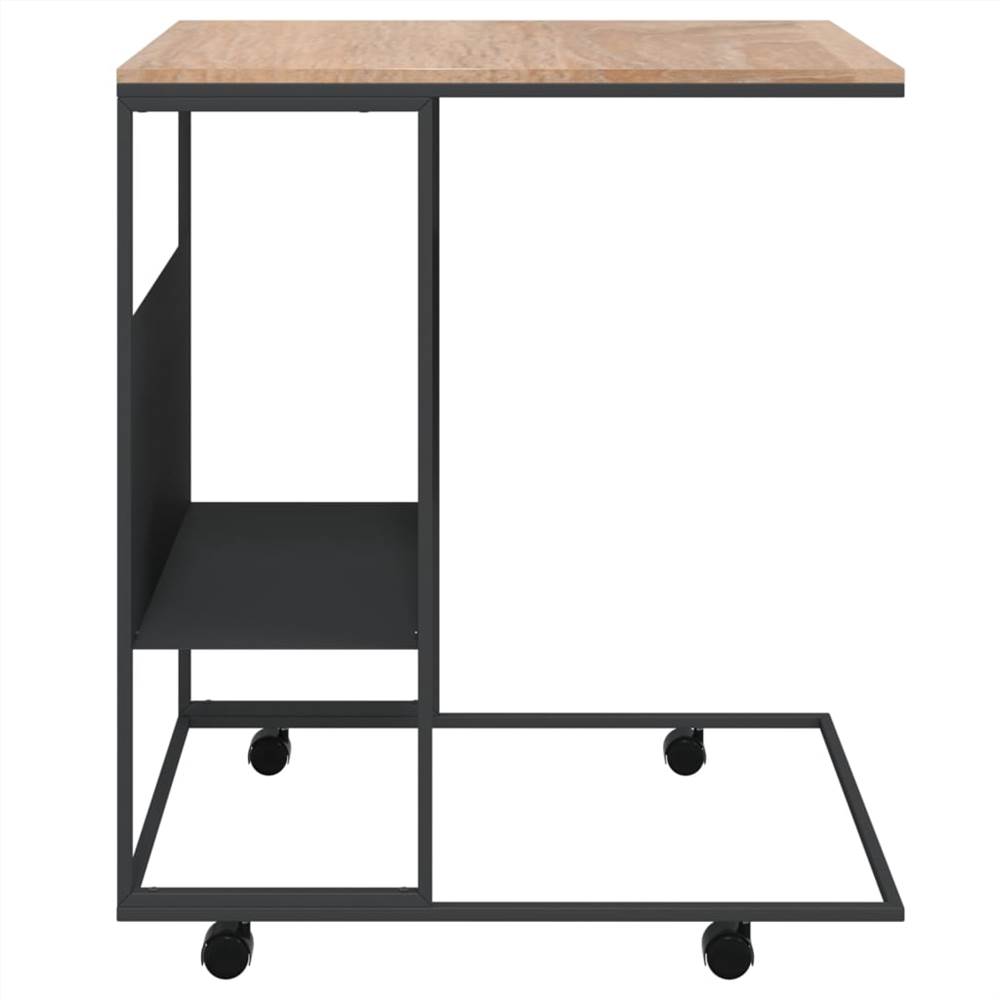 Side Table with Wheels Black 55x36x63.5 cm Engineered Wood