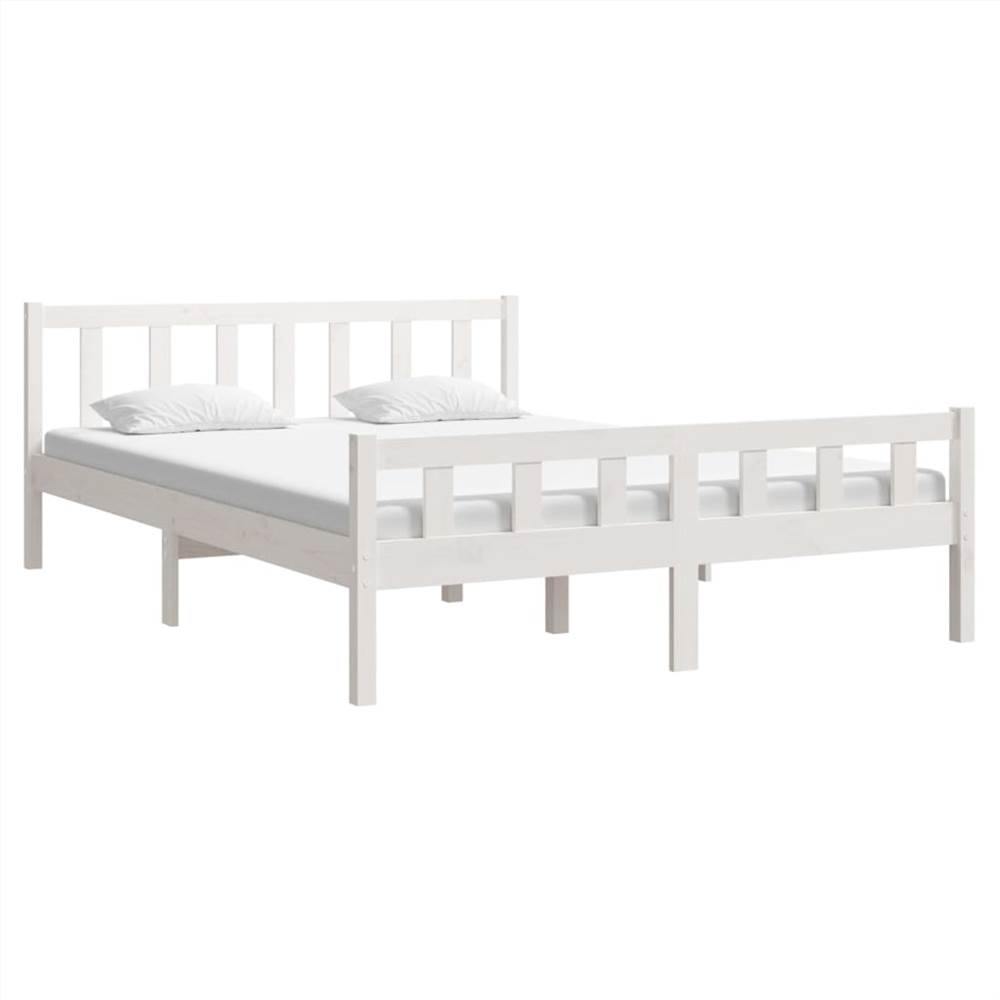 Bed Frame White Solid Wood 140x200 cm