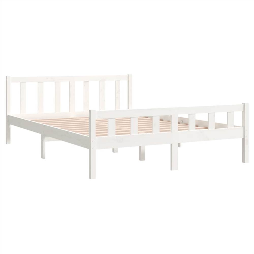 Bed Frame White Solid Wood 140x200 cm