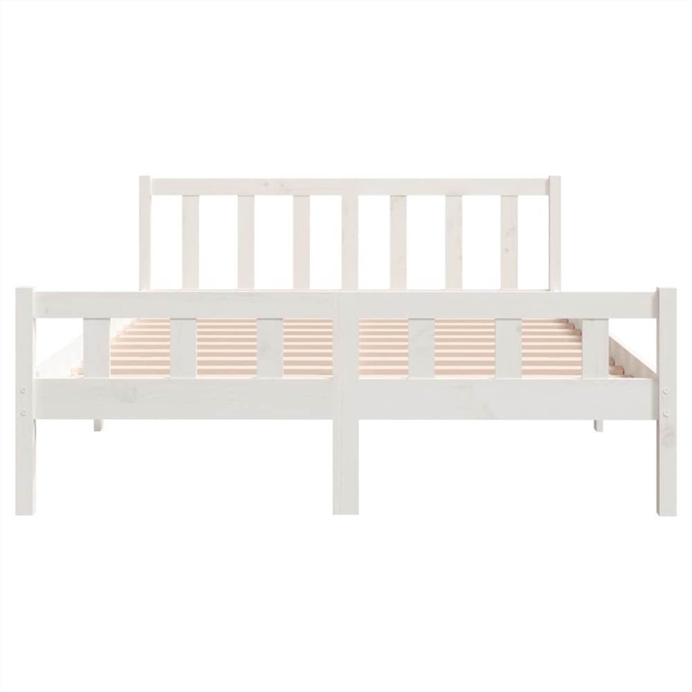 Bed Frame White Solid Wood 140x200 cm