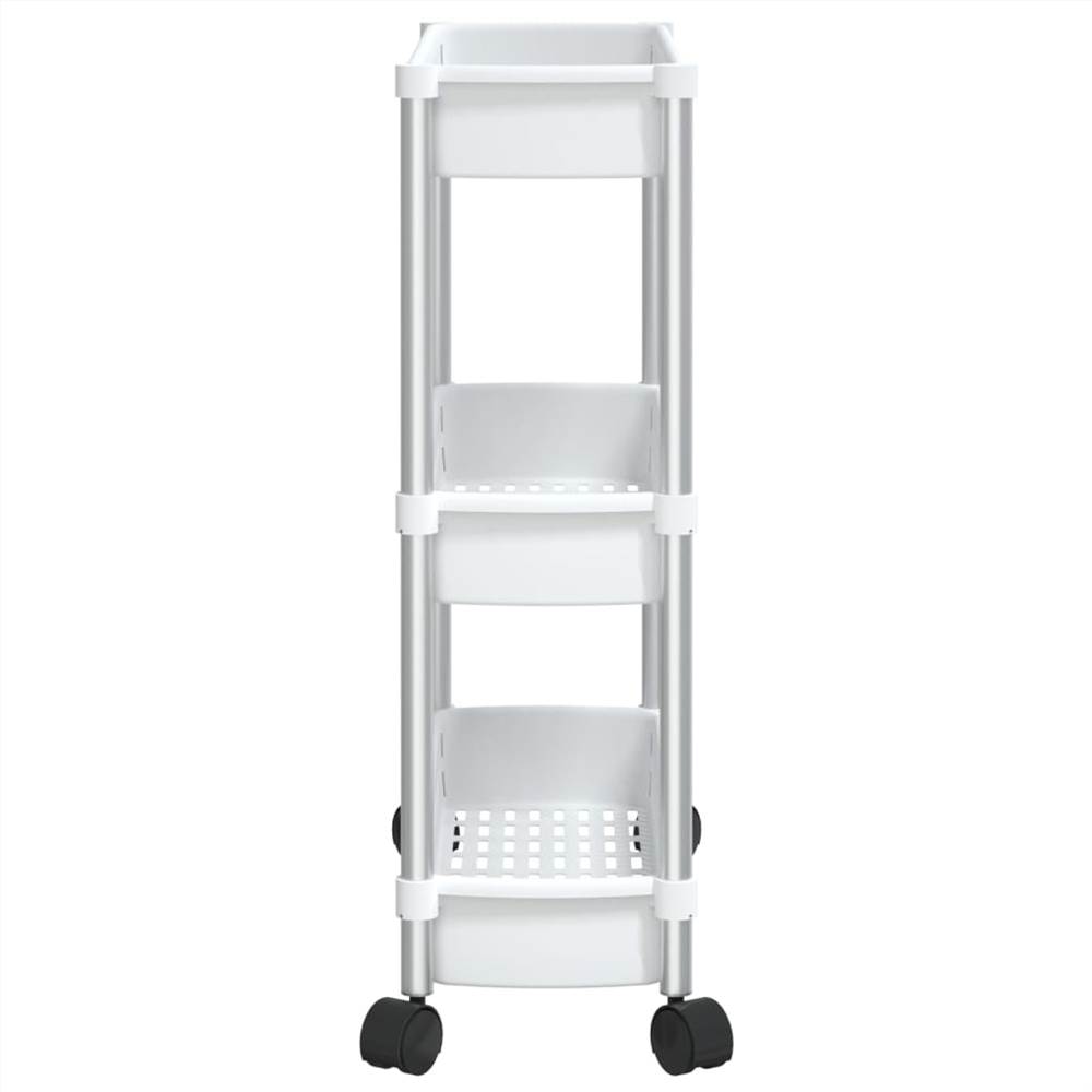3-Tier Storage Trolley Silver and White Aluminium