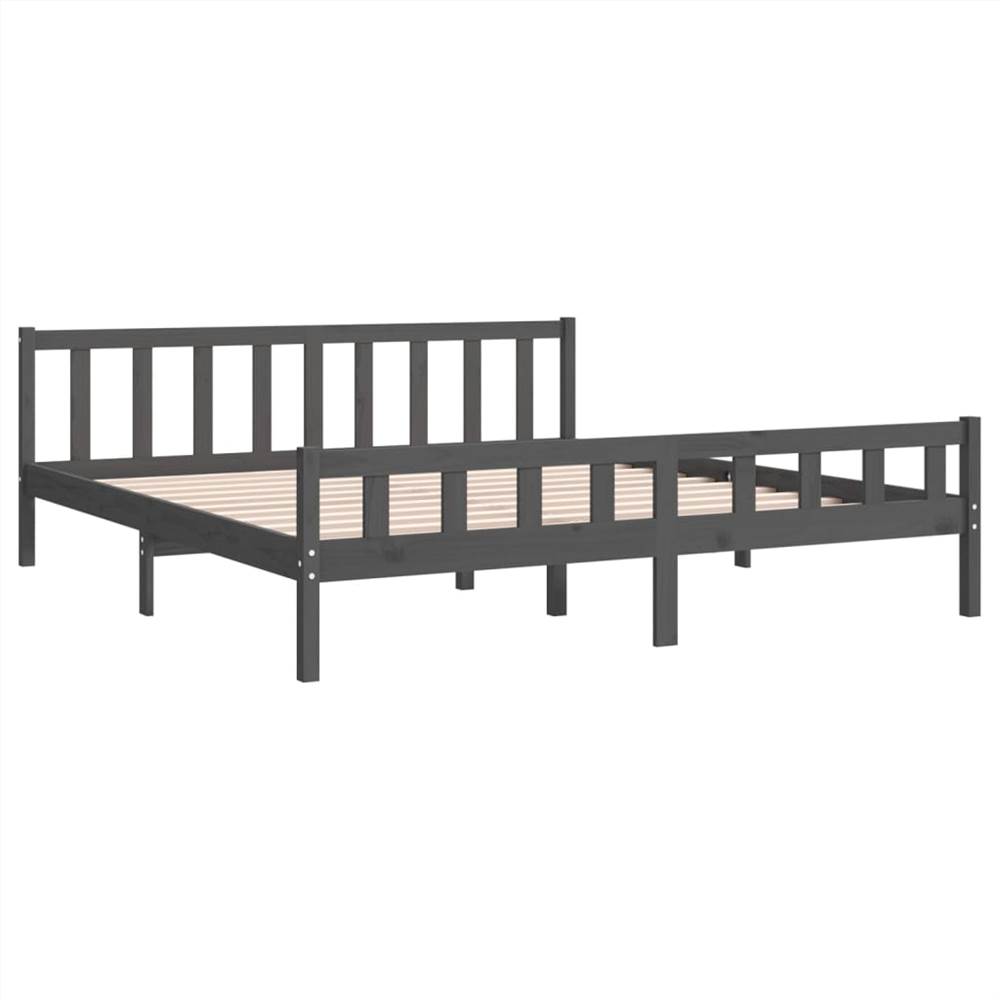 Bed Frame Grey Solid Wood 160x200 cm