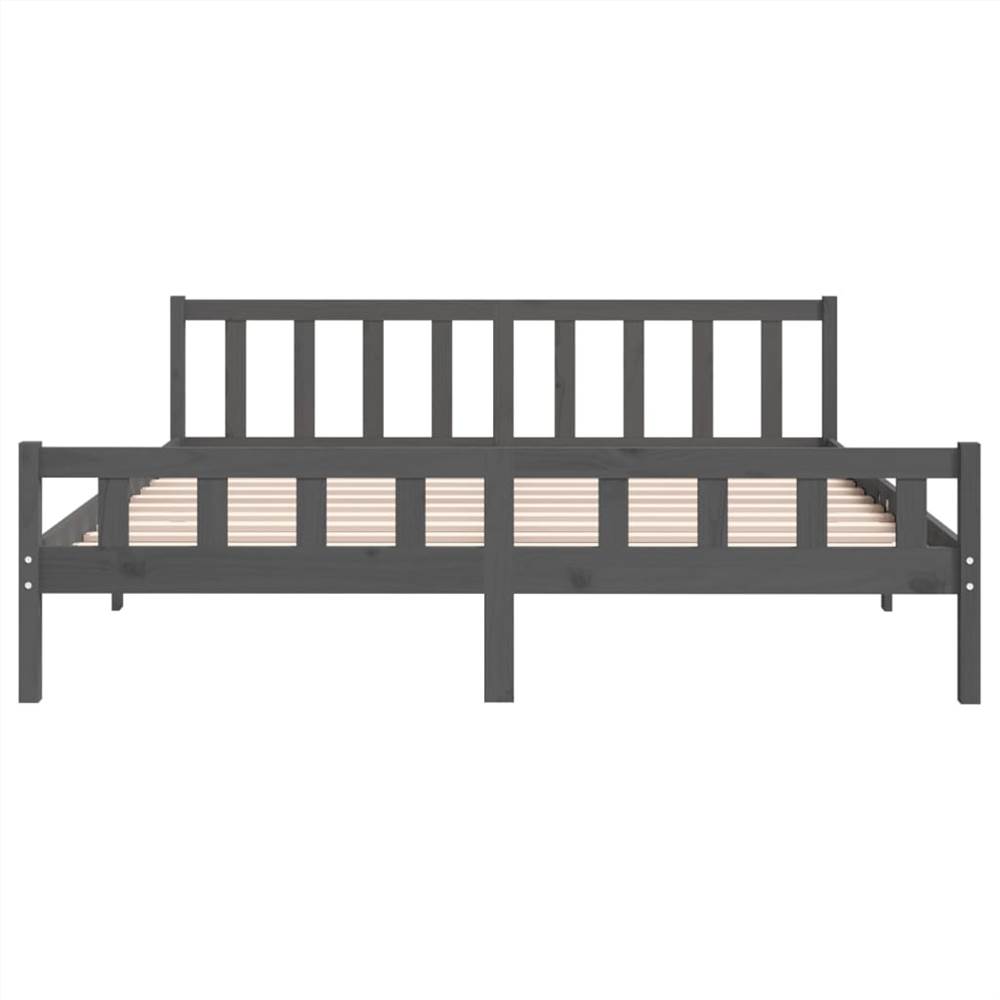 Bed Frame Grey Solid Wood 160x200 cm