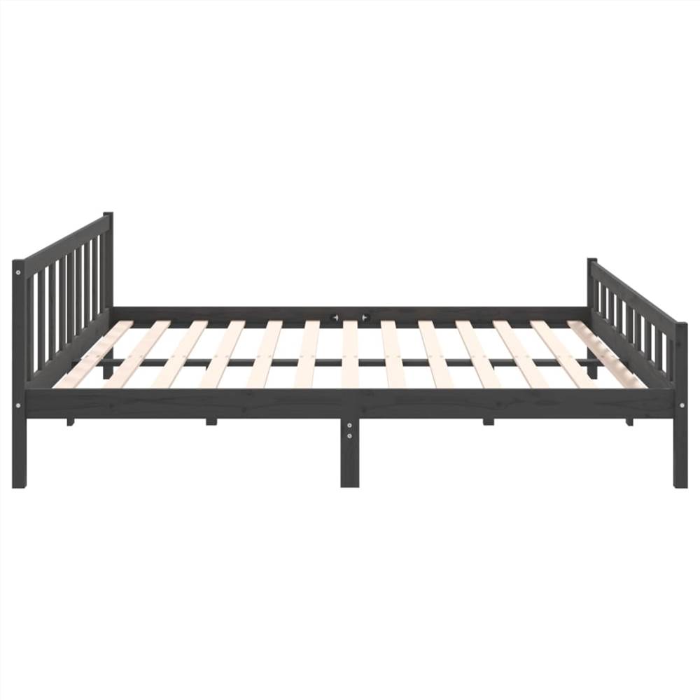 Bed Frame Grey Solid Wood 160x200 cm