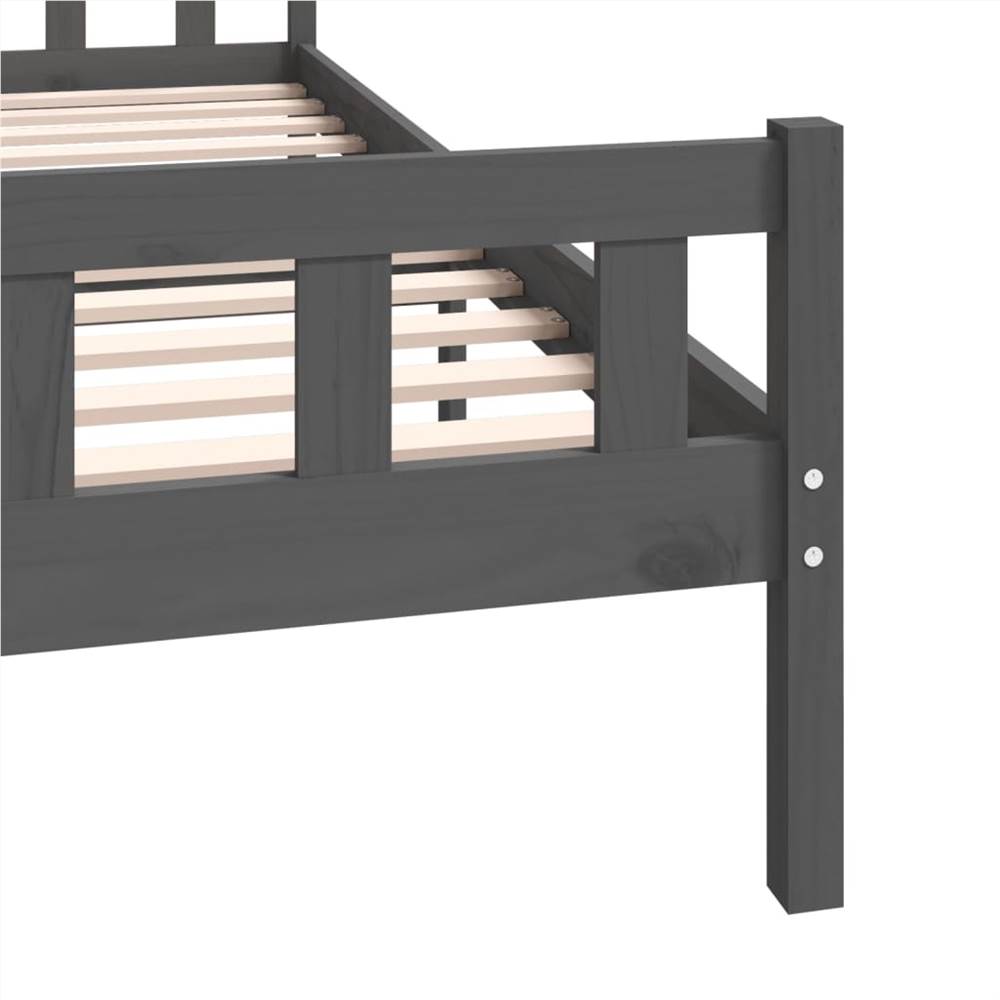 Bed Frame Grey Solid Wood 160x200 cm