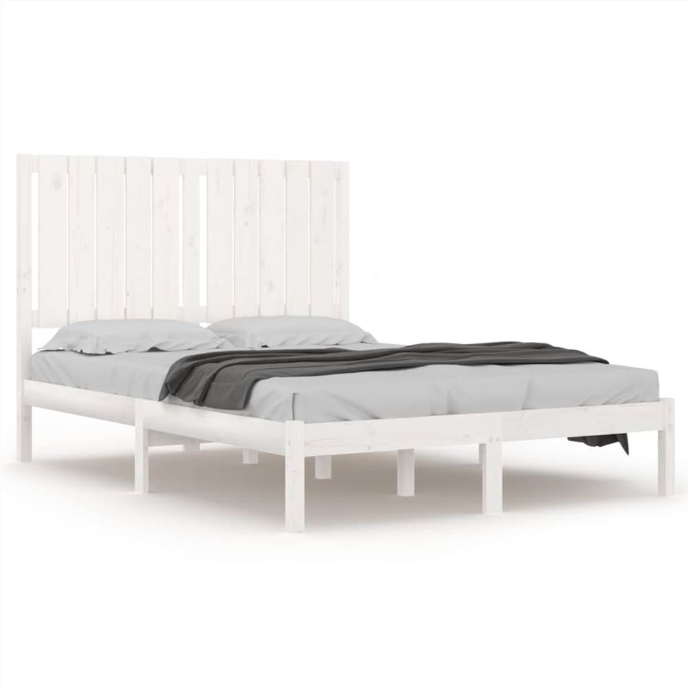 Bed Frame White Solid Wood 120x190 cm 4FT Small Double