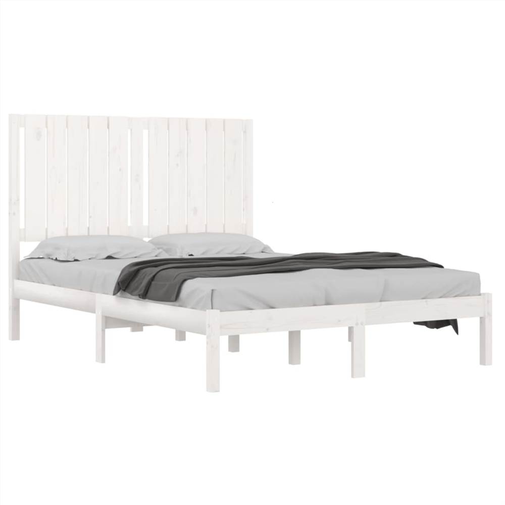 Bed Frame White Solid Wood 120x190 cm 4FT Small Double