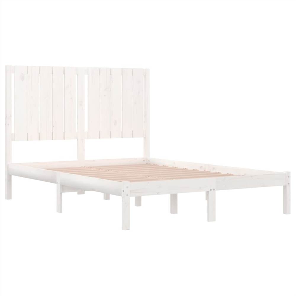 Bed Frame White Solid Wood 120x190 cm 4FT Small Double