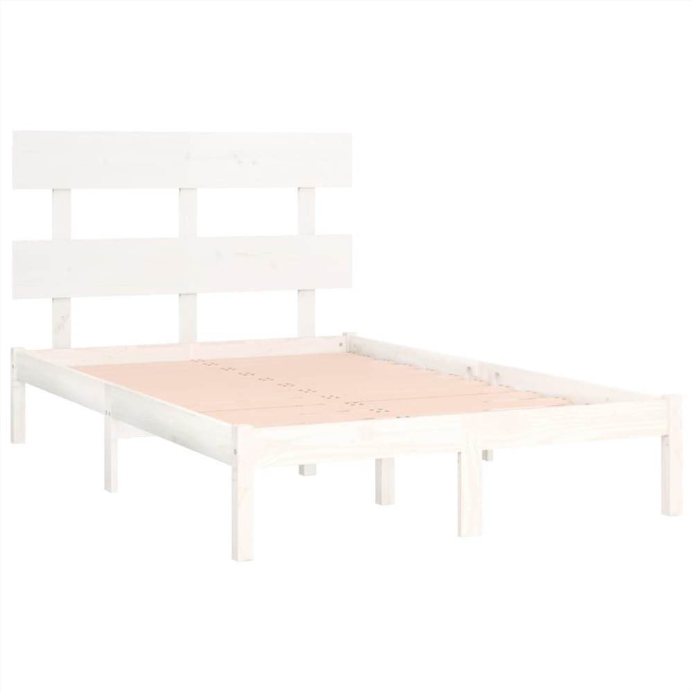 Bed Frame White Solid Wood 120x190 cm 4FT Small Double