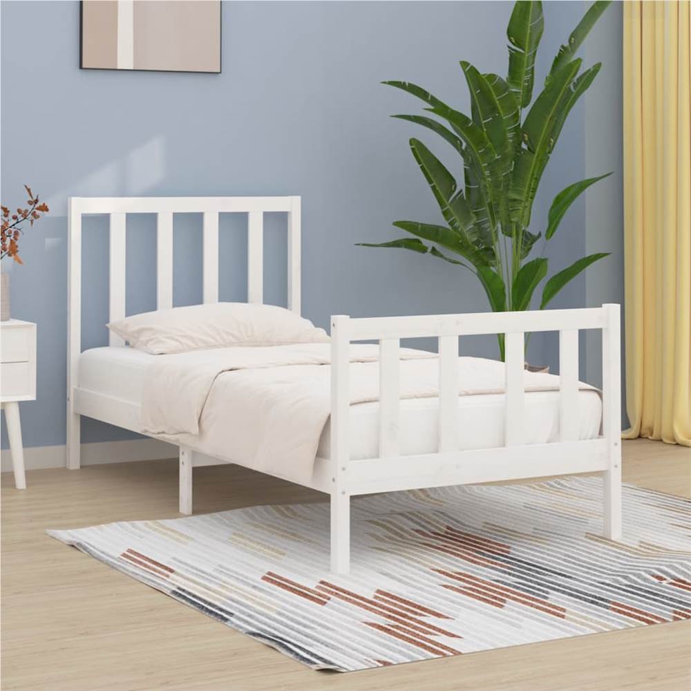 

Bed Frame White Solid Wood 75x190 cm 2FT6 Small Single