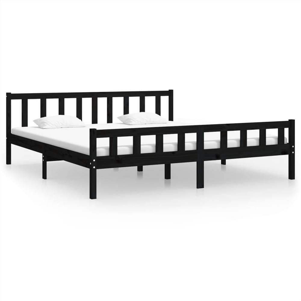 Bed Frame Black Solid Wood 160x200 cm
