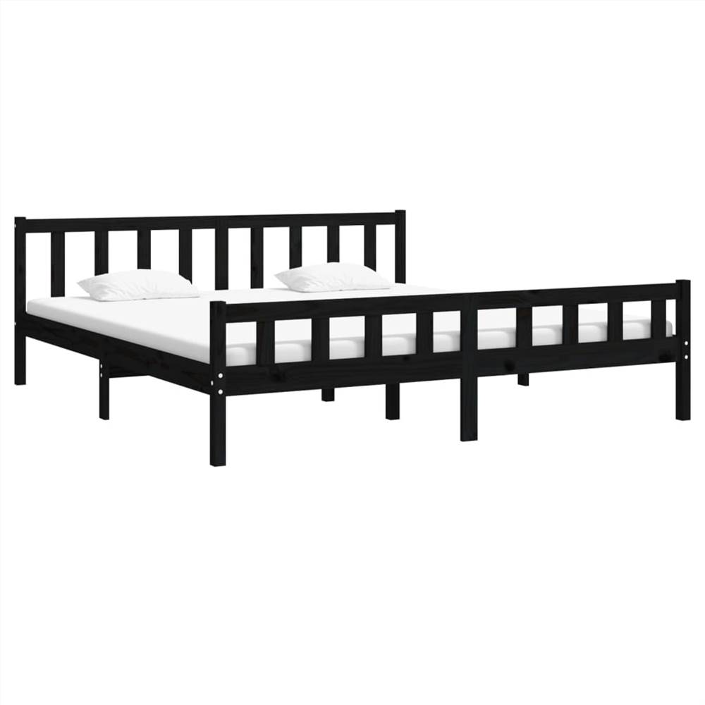 Bed Frame Black Solid Wood 160x200 cm