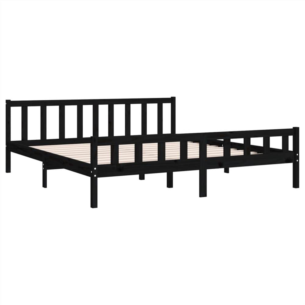 Bed Frame Black Solid Wood 160x200 cm