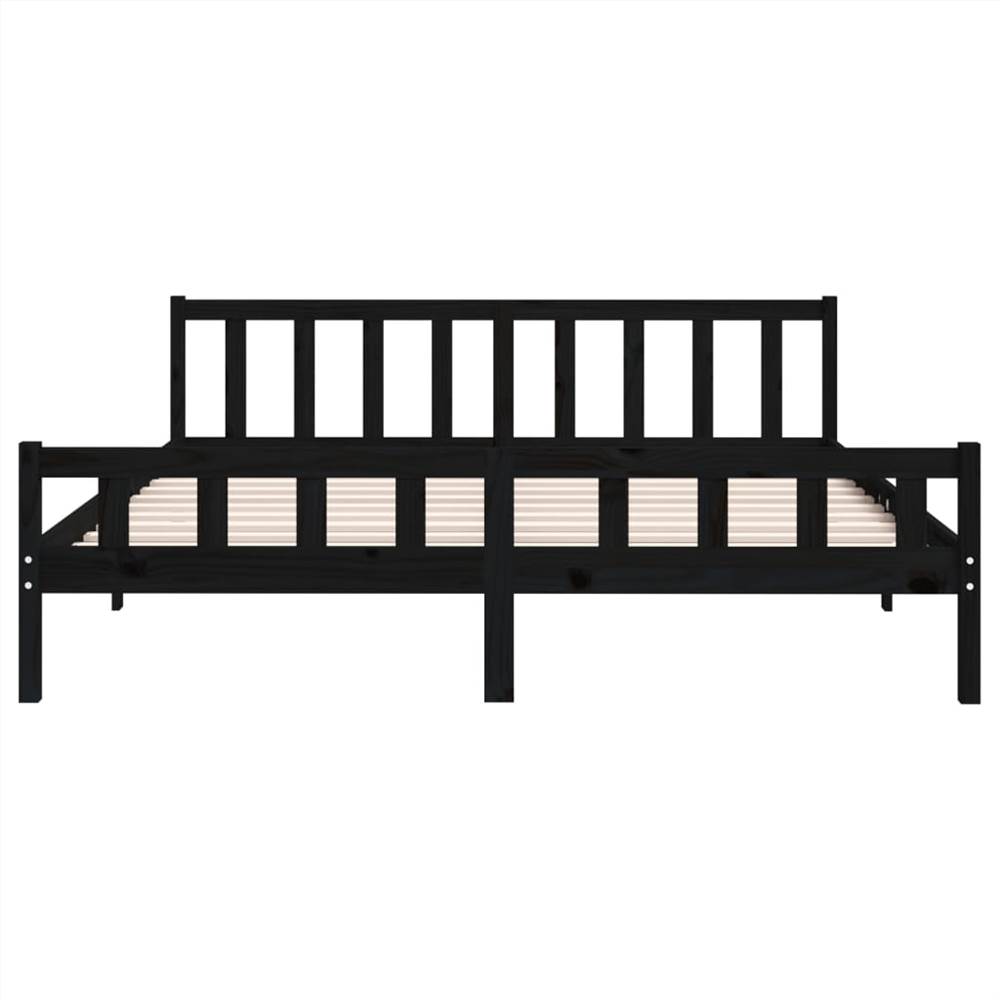 Bed Frame Black Solid Wood 160x200 cm