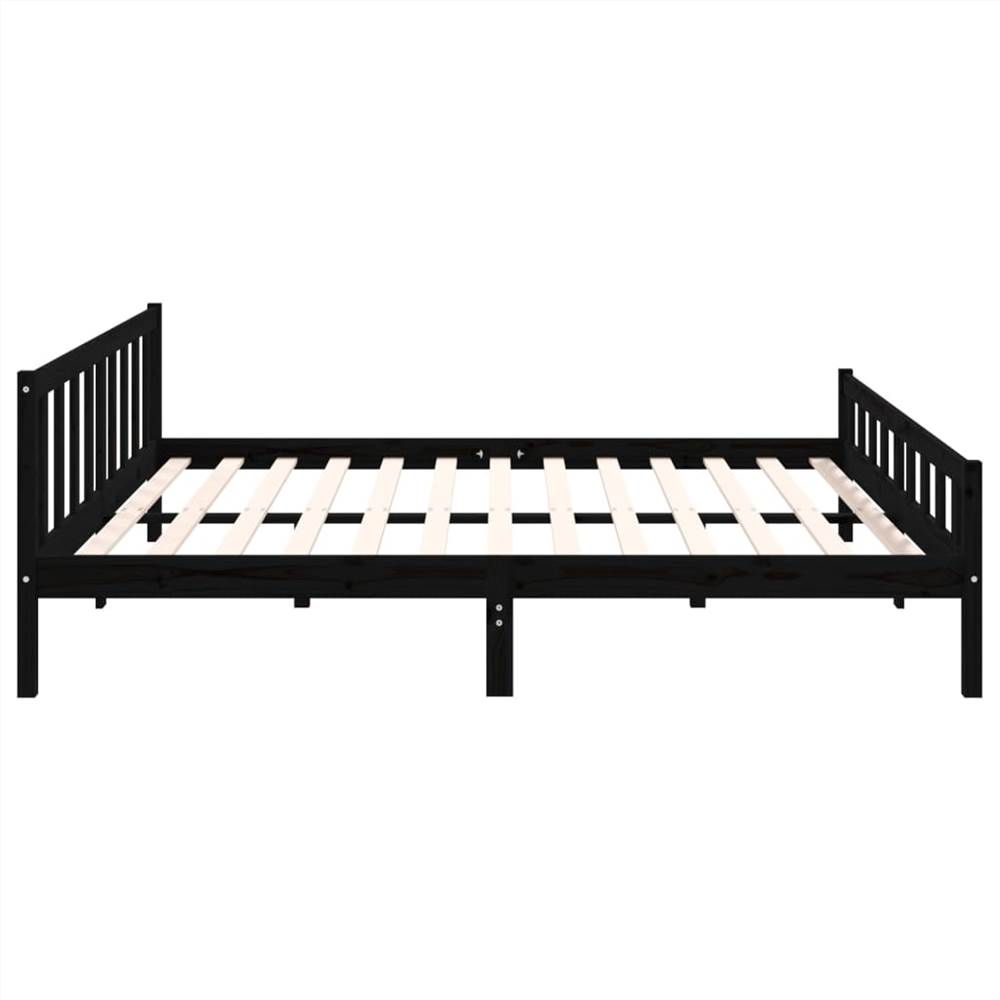 Bed Frame Black Solid Wood 160x200 cm