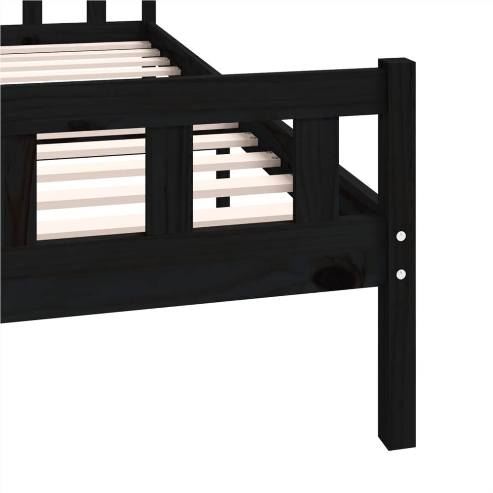 Bed Frame Black Solid Wood 160x200 cm