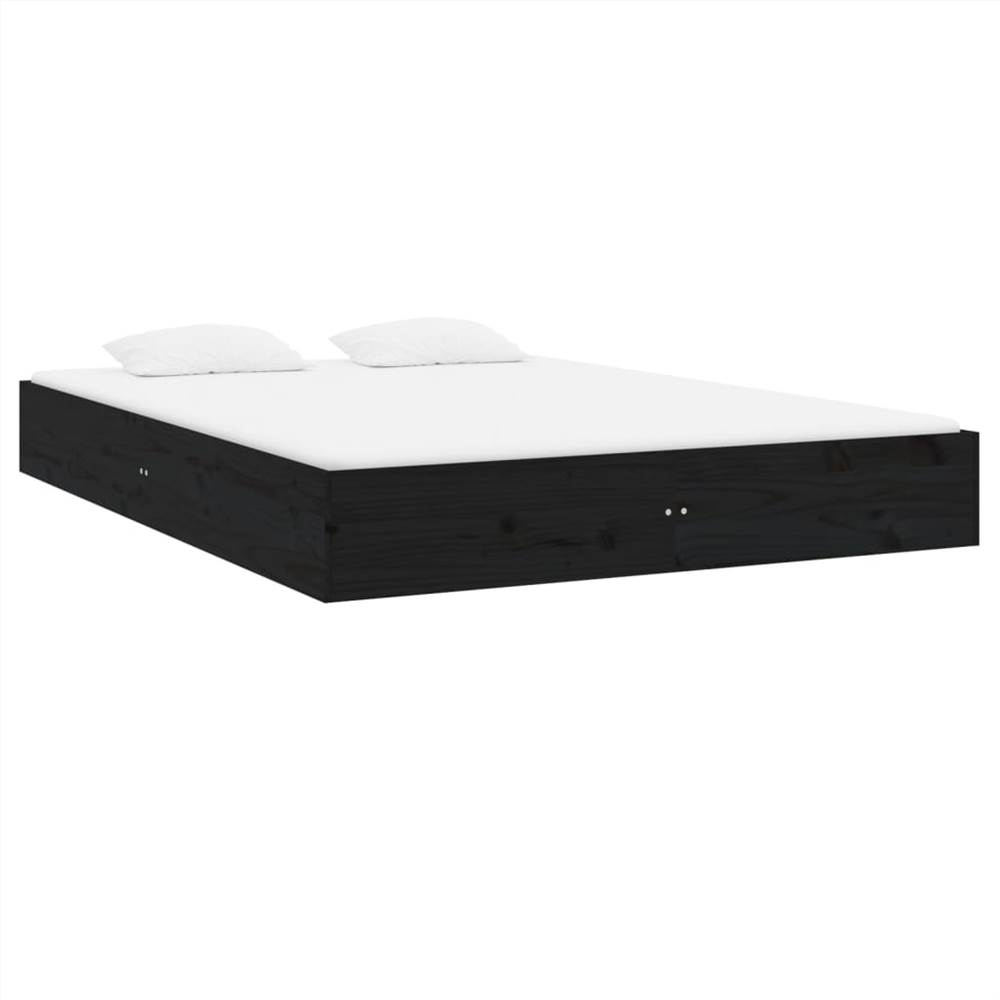 Bed Frame Black Solid Wood 200x200 cm