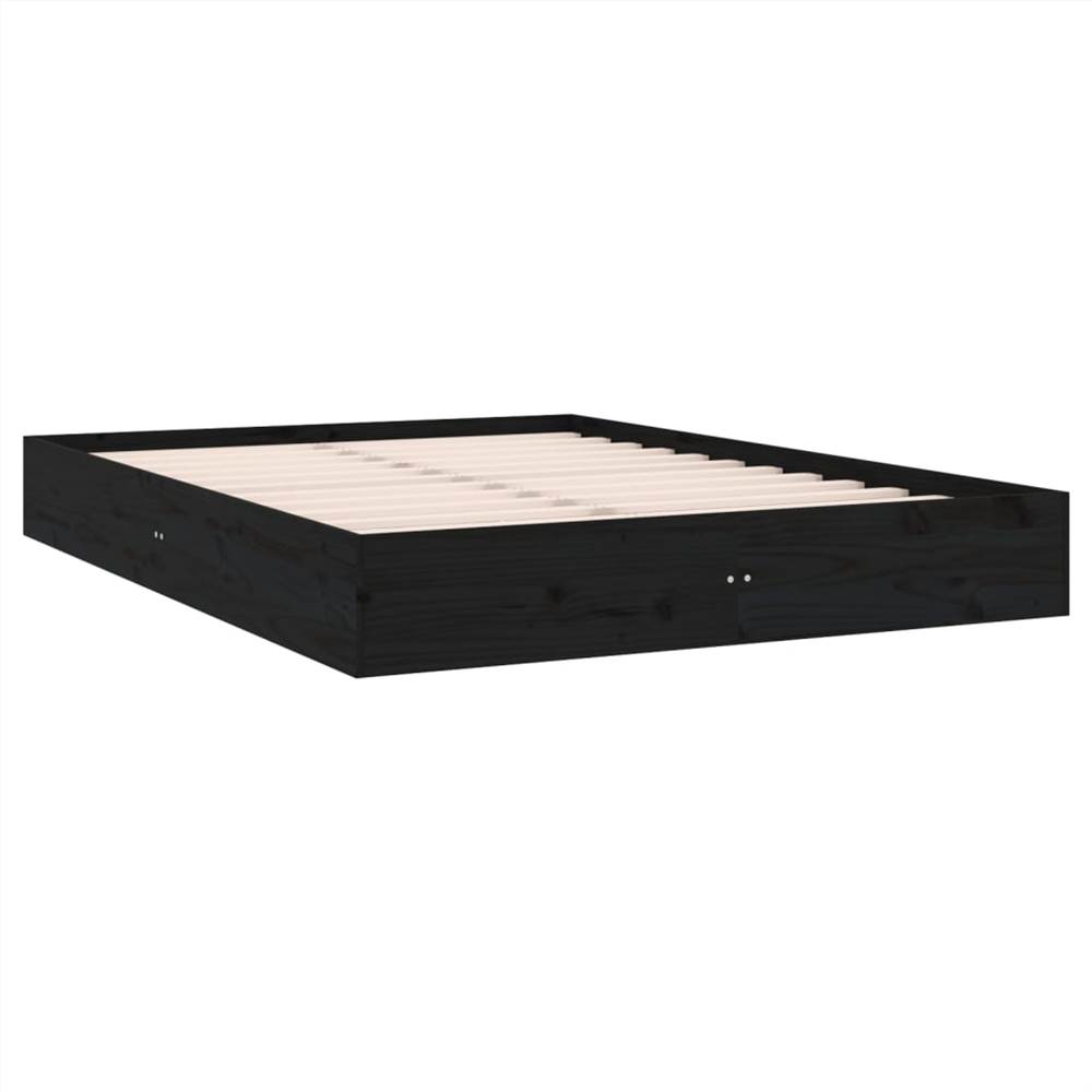 Bed Frame Black Solid Wood 200x200 cm