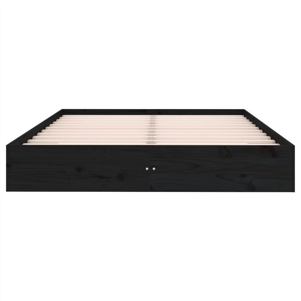 Bed Frame Black Solid Wood 200x200 cm