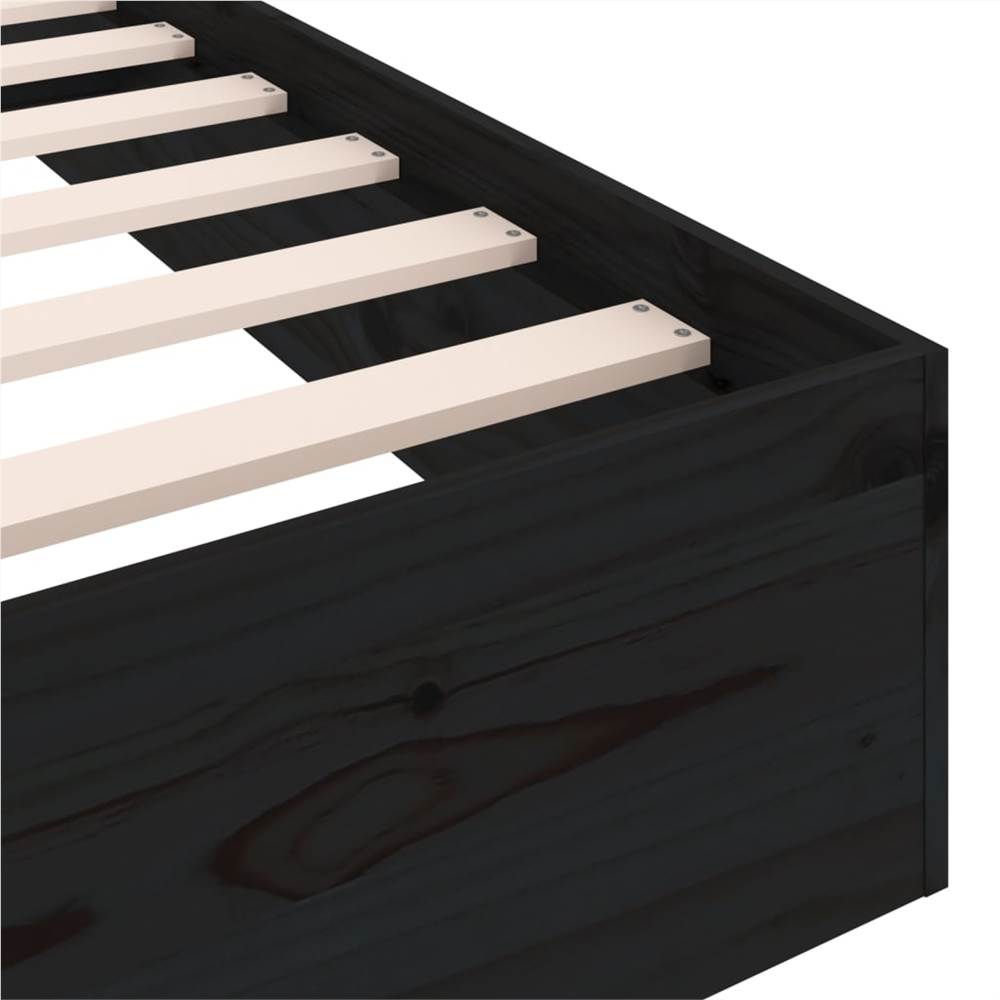 Bed Frame Black Solid Wood 200x200 cm
