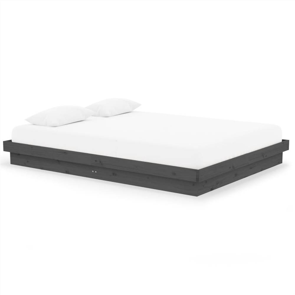Bed Frame Grey Solid Wood Pine 150x200 cm 5FT King Size