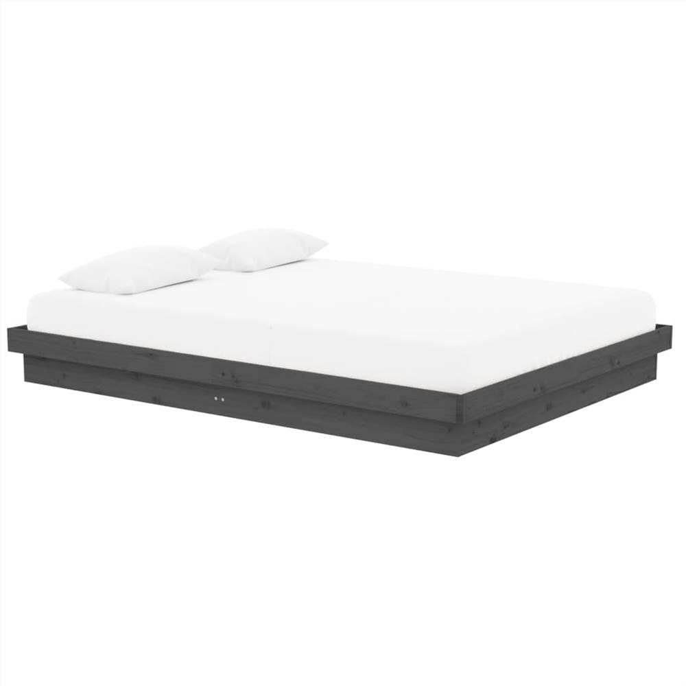 Bed Frame Grey Solid Wood Pine 150x200 cm 5FT King Size