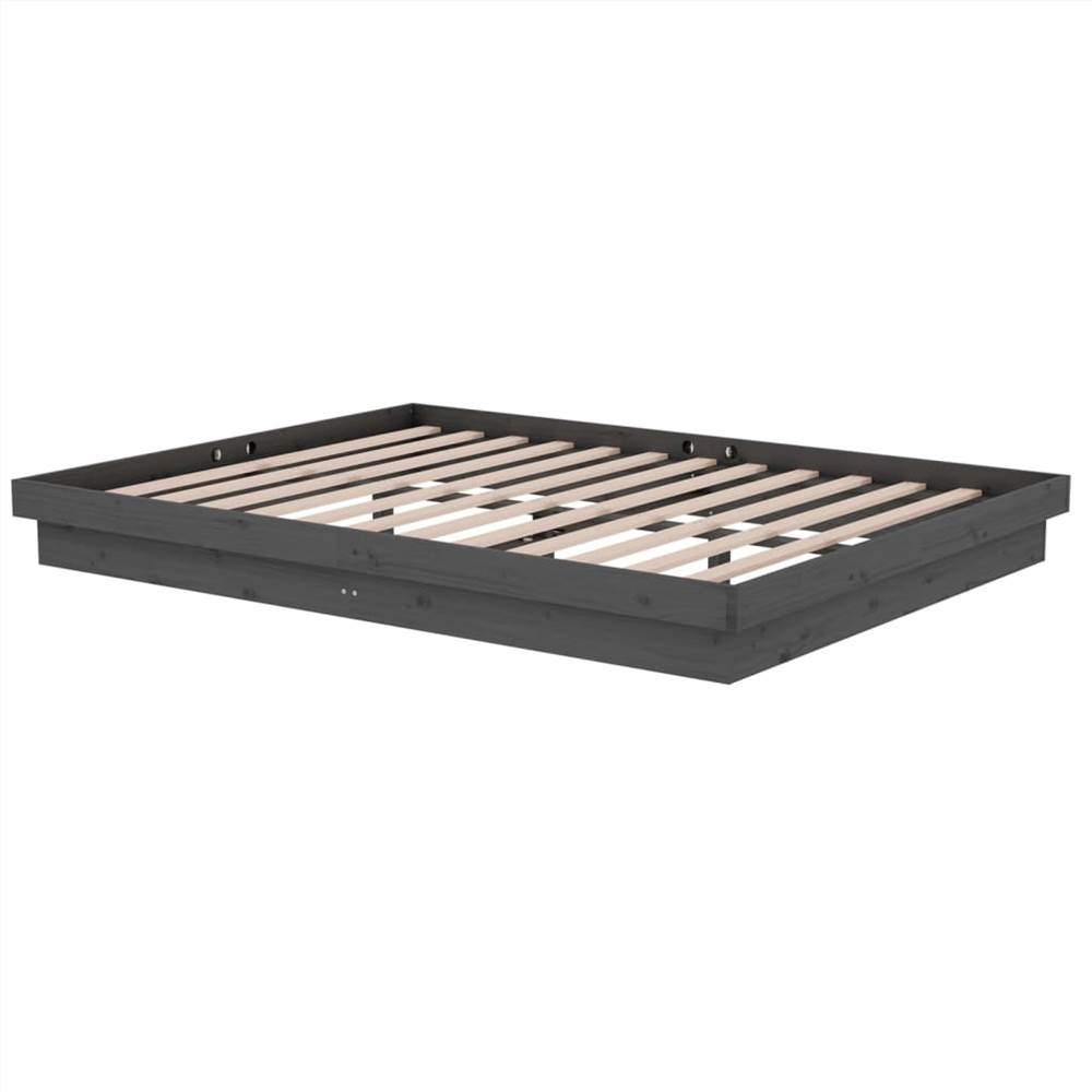 Bed Frame Grey Solid Wood Pine 150x200 cm 5FT King Size