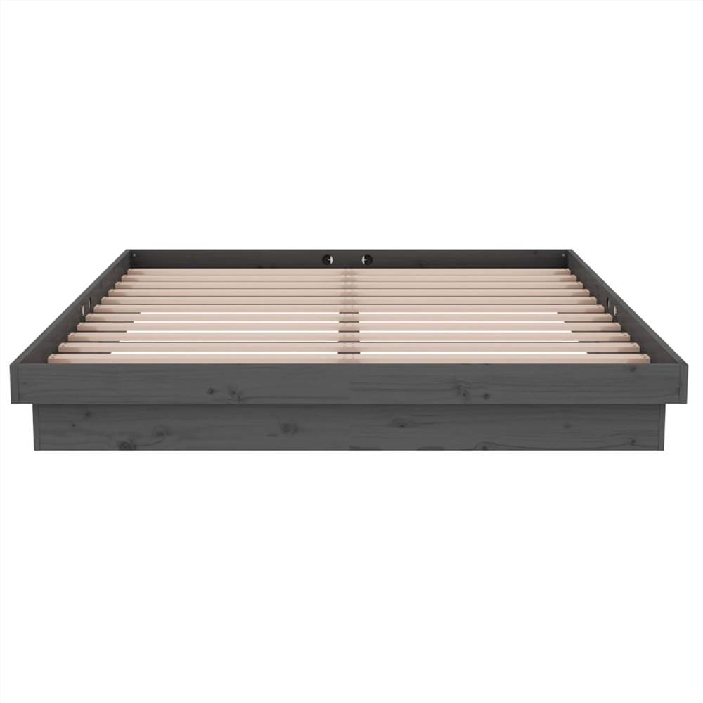 Bed Frame Grey Solid Wood Pine 150x200 cm 5FT King Size