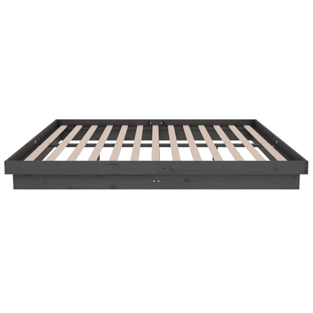 Bed Frame Grey Solid Wood Pine 150x200 cm 5FT King Size