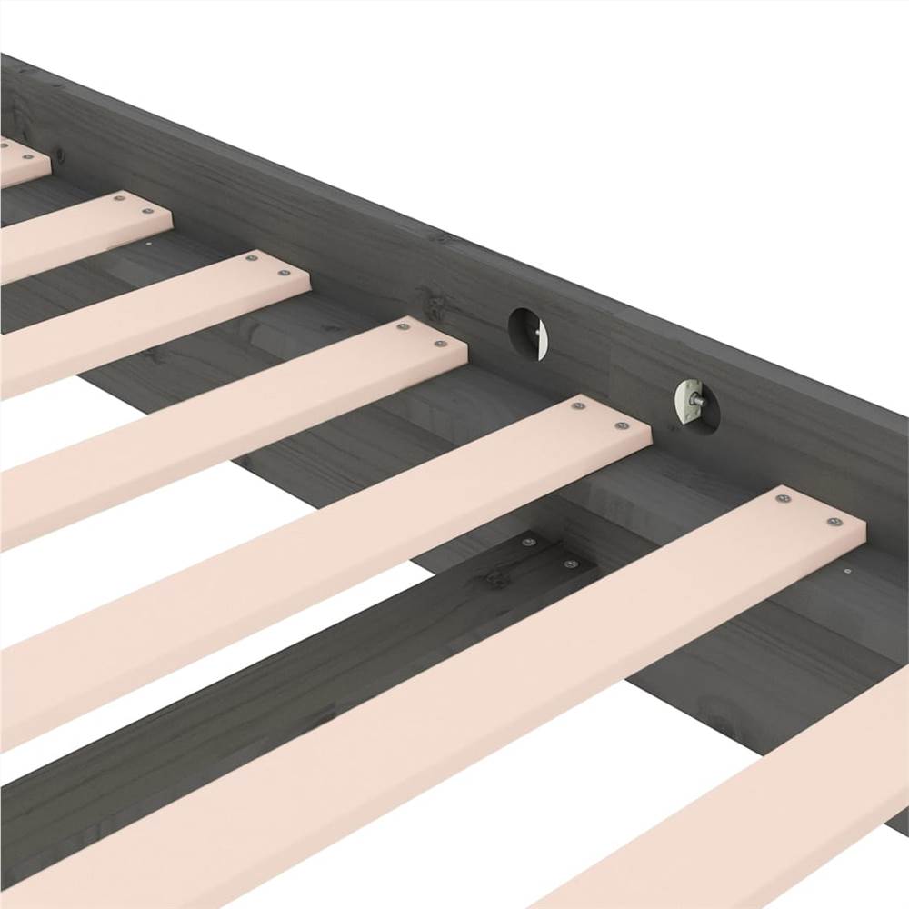 Bed Frame Grey Solid Wood Pine 150x200 cm 5FT King Size