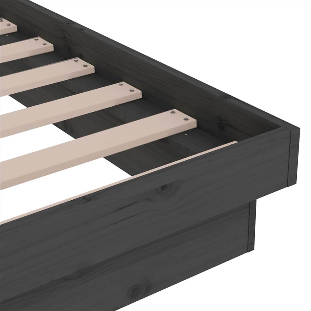 Bed Frame Grey Solid Wood Pine 150x200 cm 5FT King Size