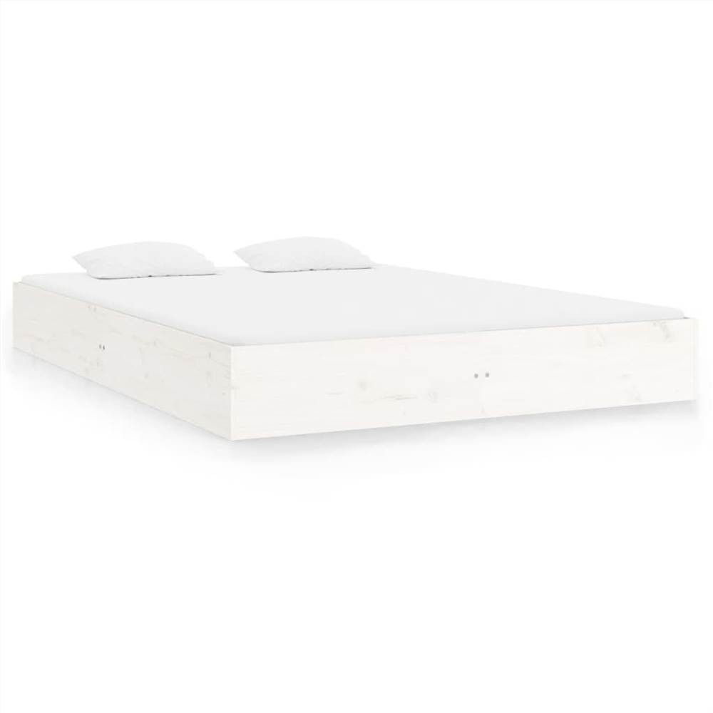 Bed Frame White Solid Wood 160x200 cm